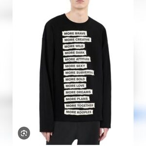 🌻NWT The Kooples Black Long-Sleeve Crewneck with White Text Panels
